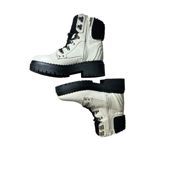 CBG Los Angeles Walken Bootie Combat Boots White Womens Sz 7.5 Side Zip Lined - Picture 5 of 16